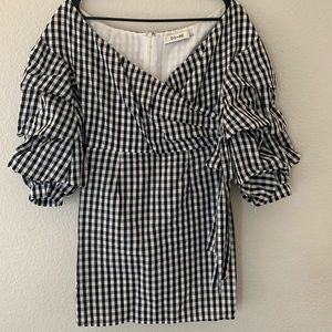 Bloomingdales Gingham Off the Shoulder Dress